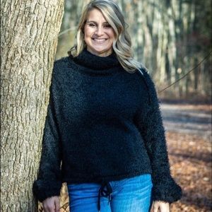 Black Fuzzy Turtle Neck Sweater